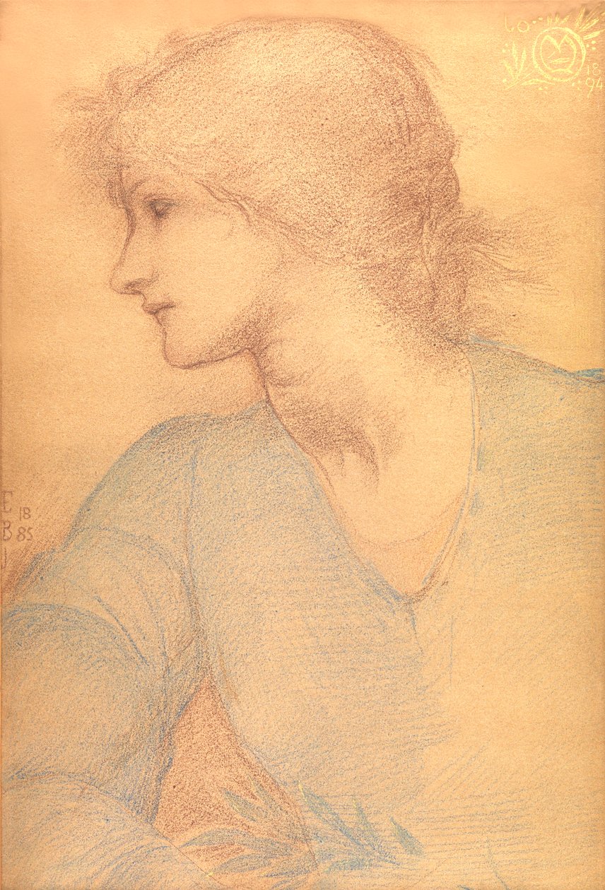 Studie barevnou křídou, pro obrázek, 1885 (křída na papíře) od Edward Burne Jones