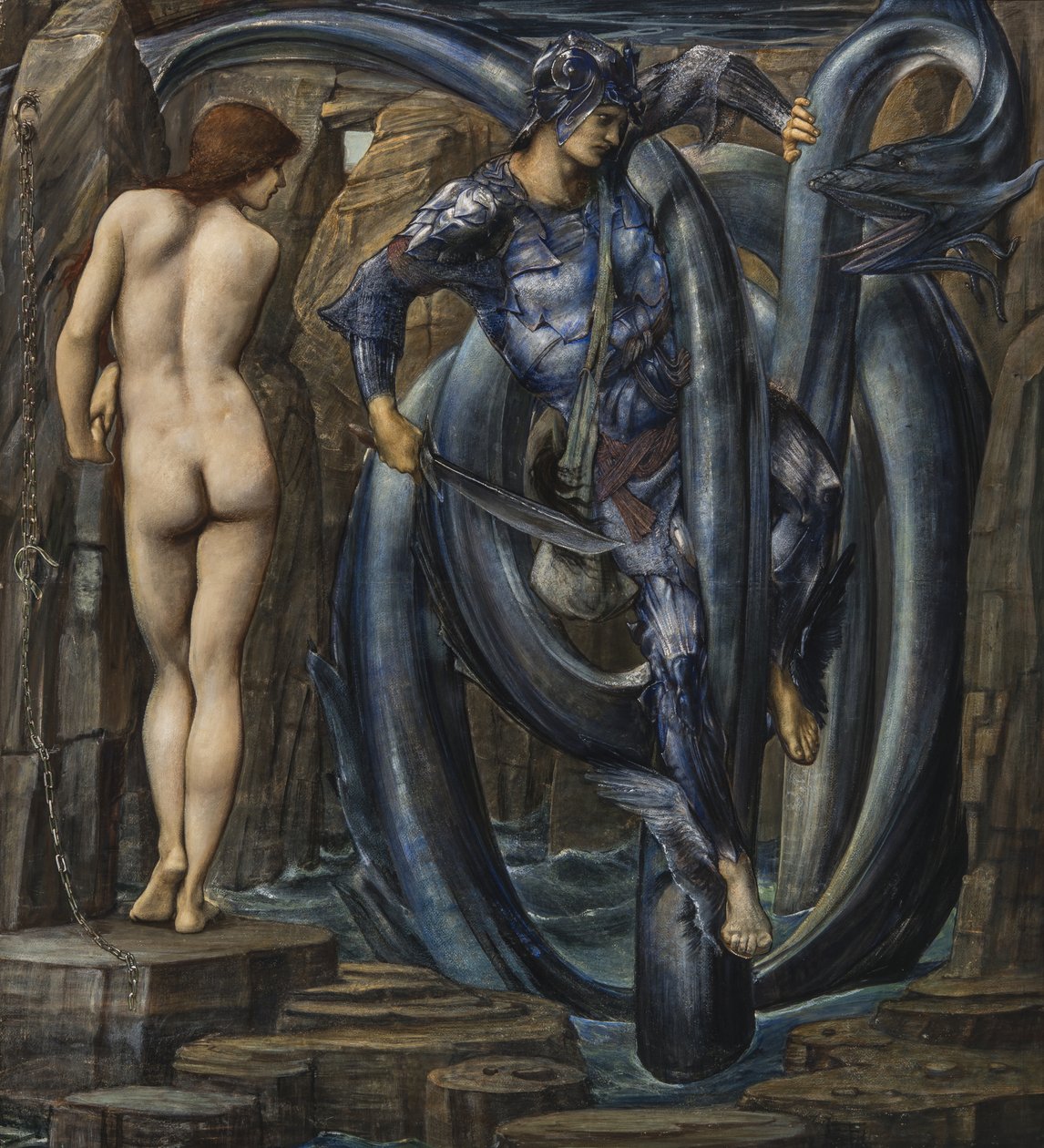 Doom splněn (Perseus zabíjející mořského hada) kolem roku 1882 od Edward Burne Jones