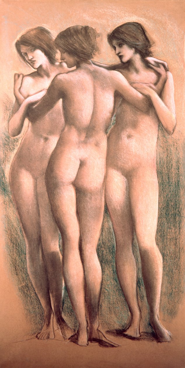Tři grácie, asi 1885, (pastel) od Edward Burne Jones