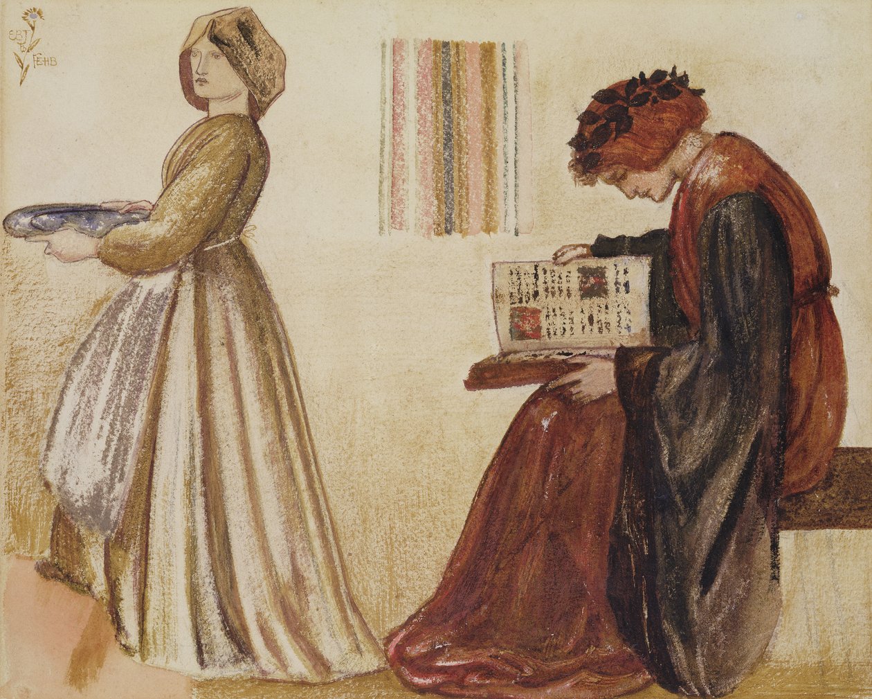 Svatba sira Degrevaunta (pastel na papíře) od Edward Burne Jones