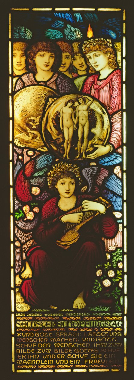 Okno s výjevem Šestý den stvoření, 1913 (vitráž) od Edward Burne Jones