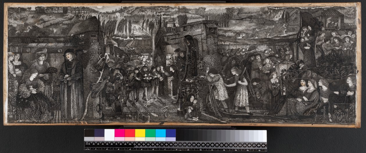 Svatba Buondelmontes, 1859 (inkoust a pero na pergamenu) od Edward Burne Jones