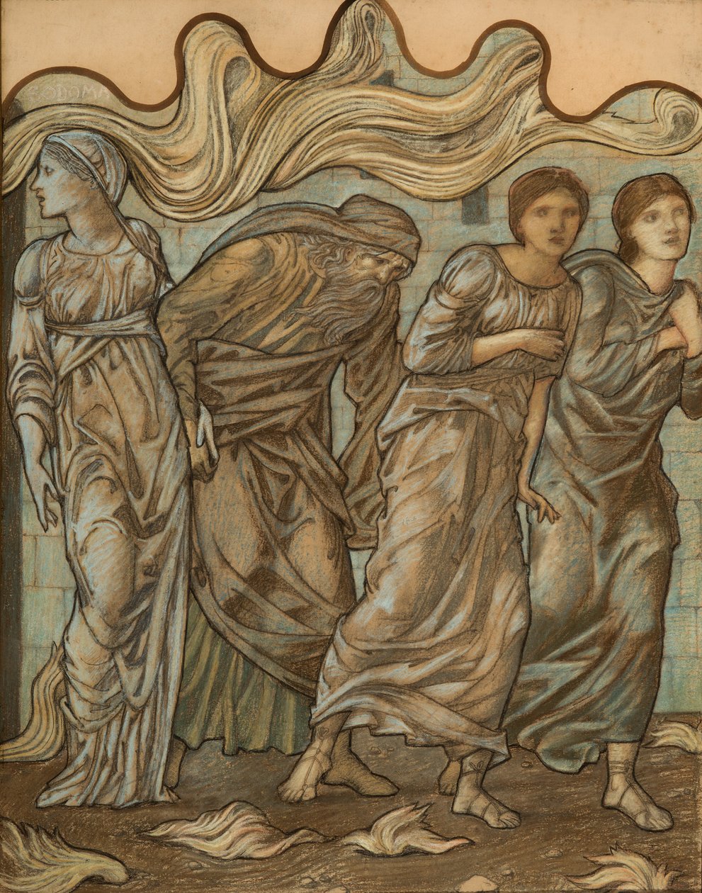Lot a jeho dcery, 1874 (wc, křída a kvaš na papíře) od Edward Burne Jones