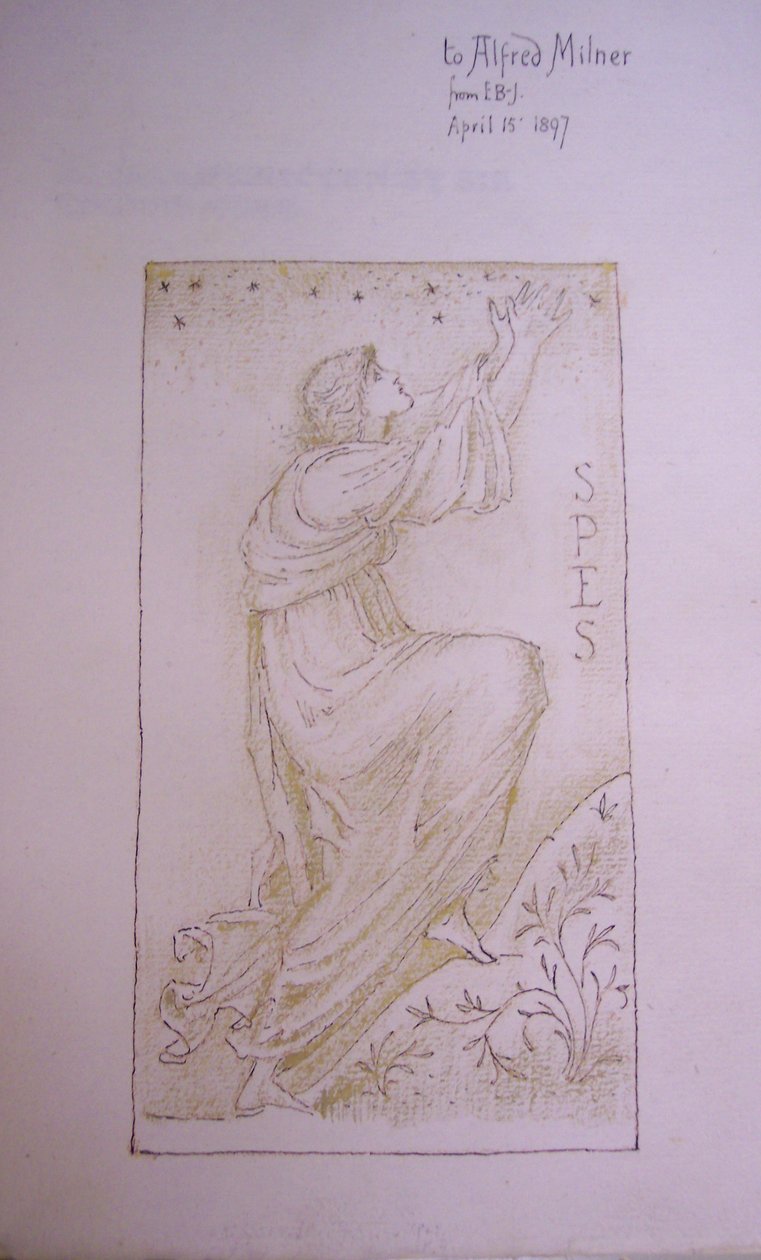 Spes, ilustrace na letáku „Utopie“ od Thomase More, 1897 (pero a inkoust a křída na papíře) od Edward Burne Jones