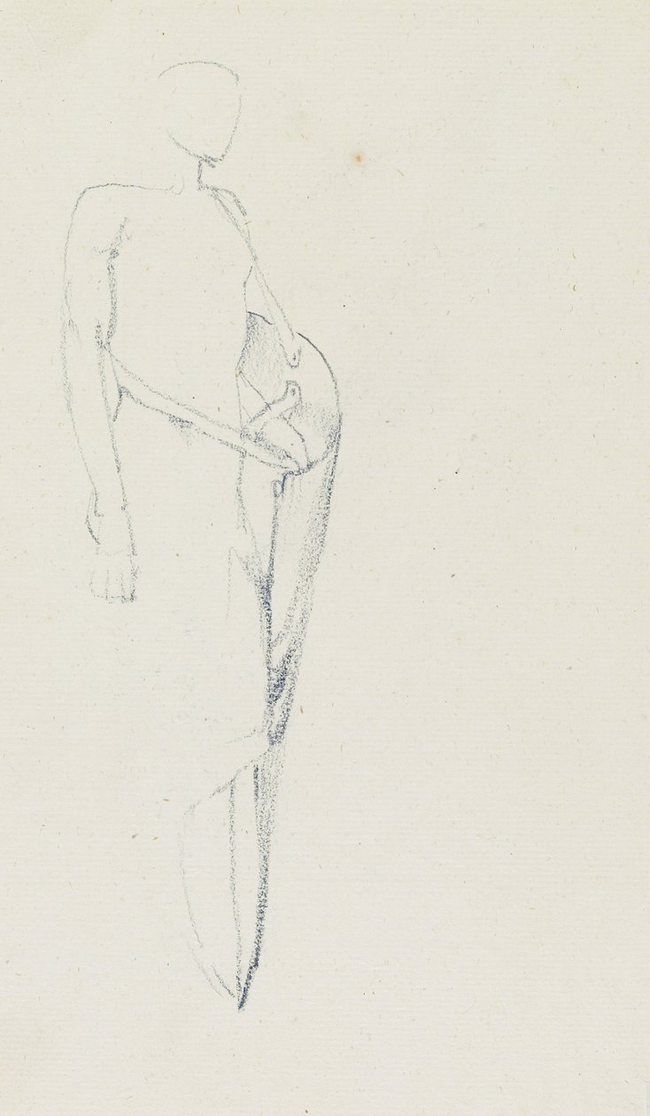 Studie muže se štítem (recto) a ženského trupu, hřbet (verso), strany 81 a 82 z knihy studií, c. 1880-1890 od Edward Burne Jones