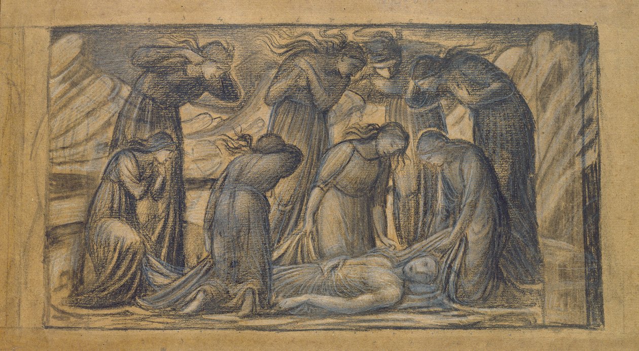 Smrt Orfea (tužka a křída na papíře) od Edward Burne Jones