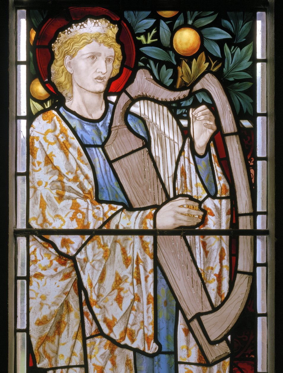 Waterford, St Michael & All Angels, Morris & Co., Edward Burne-Jones, King David Harping, 1872 od Edward Burne Jones