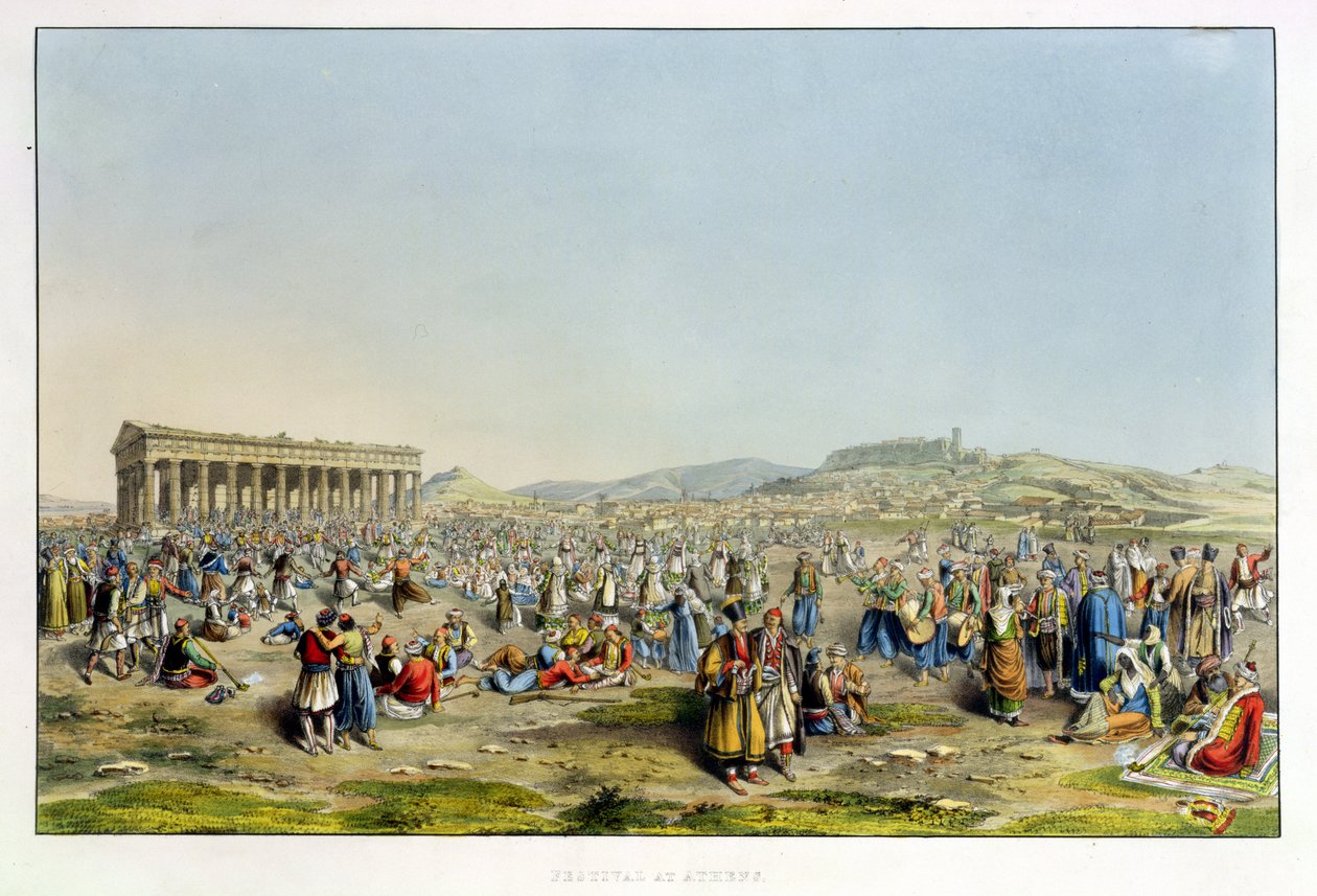 Festival v Aténách, hospoda. od J. Rodwella, 1830 (akvatinta) od Edward Dodwell