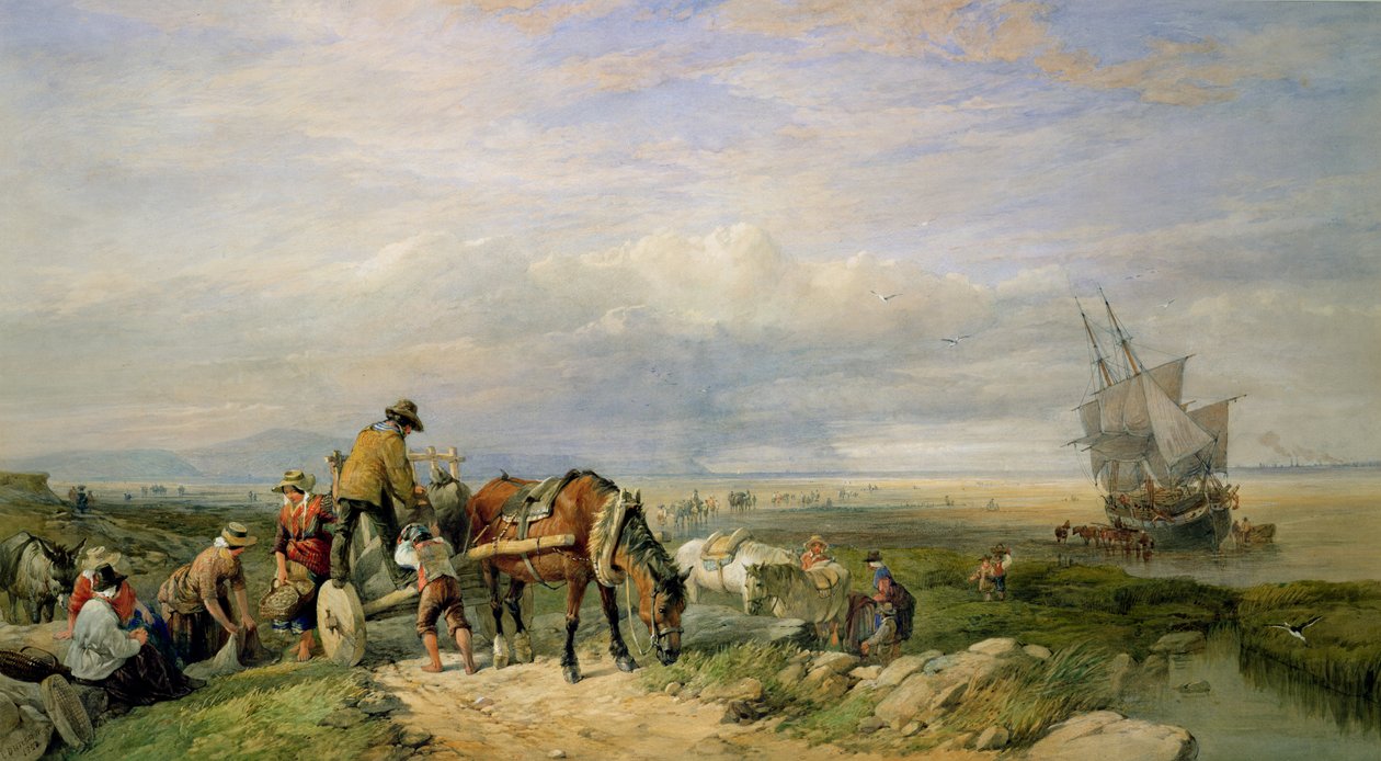 Cockle Gatherers, Llanrhidian Sands, West Glamorgan, na poloostrově Gower od Edward Duncan