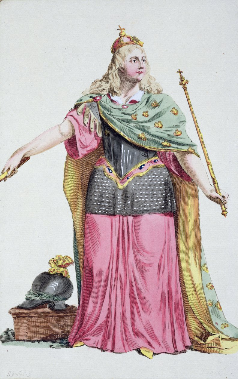 Christina (1626-89) královna Švédska z „Receuil des Estampes, reprezentující hodnosti a hodnostáře, podle kostýmu všech existujících národů“, vydáno 1780 (ručně kolorovaná rytina) od Edward Emerson Simmons