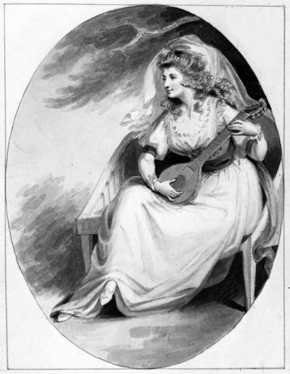 Elizabeth Farren v roli Olivie, kolem roku 1785 (pero, inkoust a mytí na papíře) od Edward Francis Burney