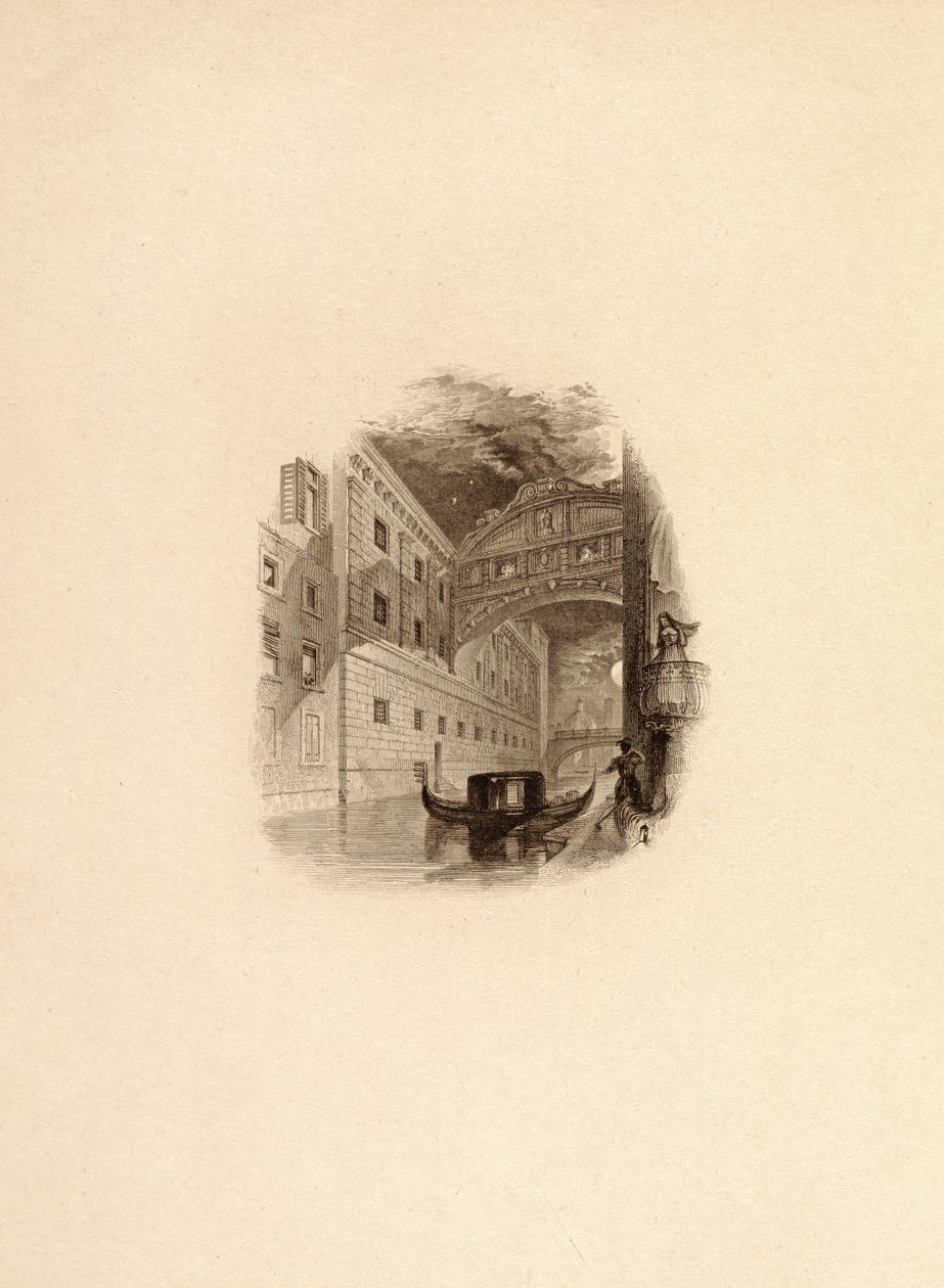 Most vzdechů, Benátky, kolem roku 1832 od Edward Francis Finden
