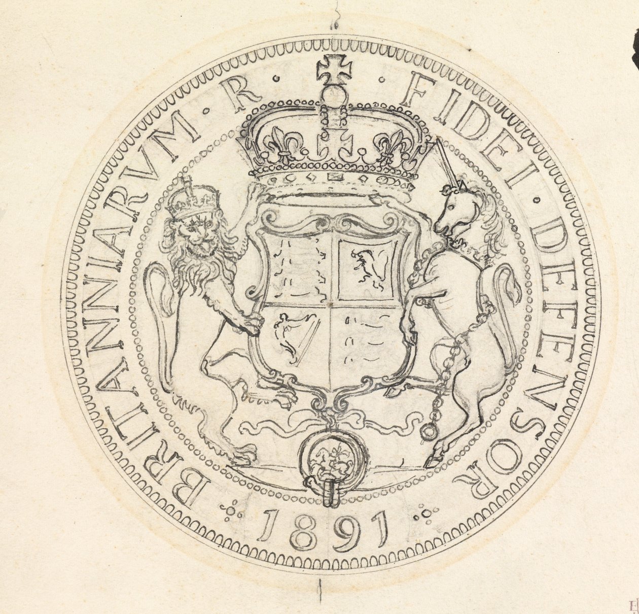 Dvě designové skici pro Florin a Shilling, 1891 od Edward John Poynter