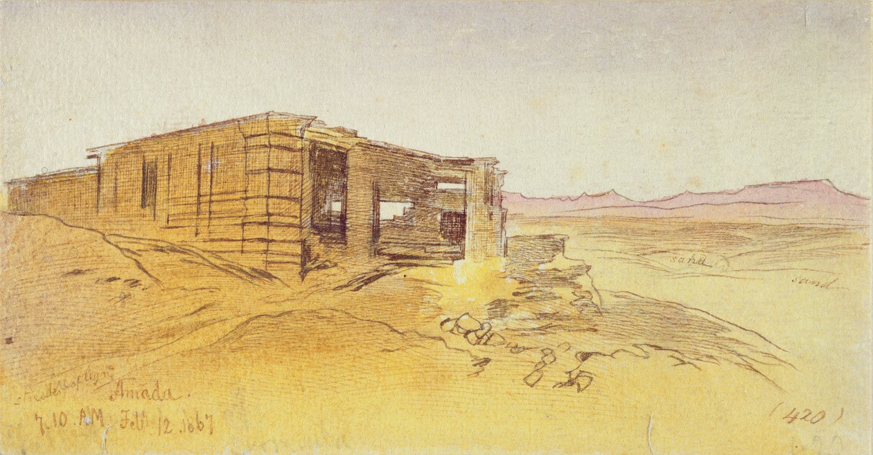 Amada, 7:10 hodin, 12. února 1867, 1867 (pero a hnědá tuš s čb nad grafitem) od Edward Lear