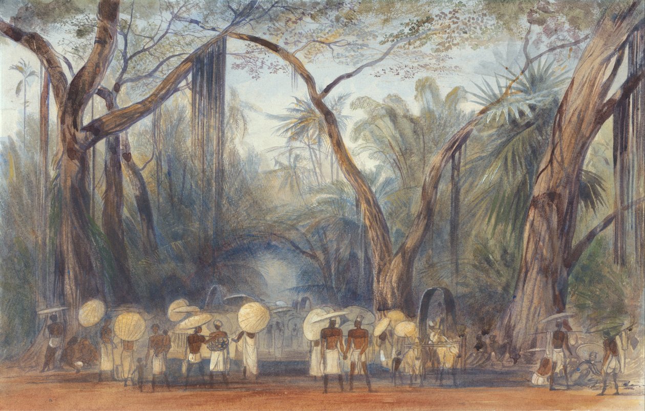 Coolies na silnici poblíž Kalicut, Malabar od Edward Lear