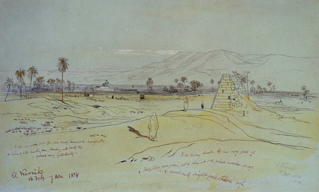 El Karnak, 1854 (pero, inkoust a toaleta) od Edward Lear
