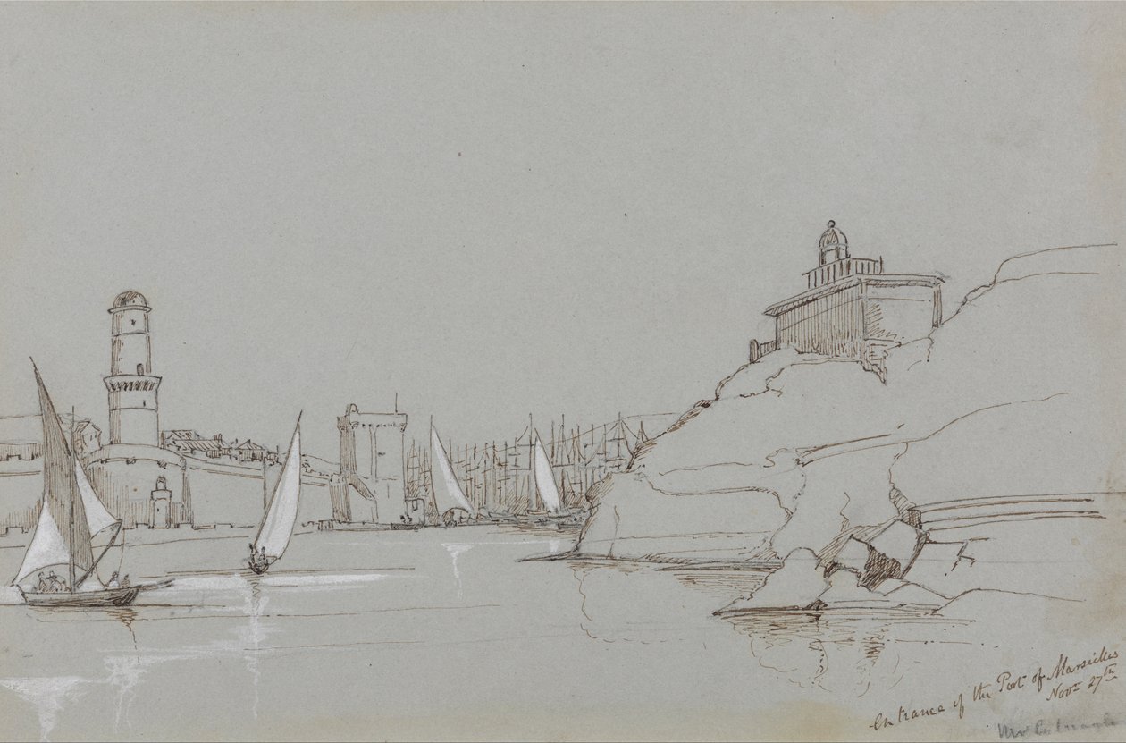 Vstup do přístavu Marseille od Edward Lear