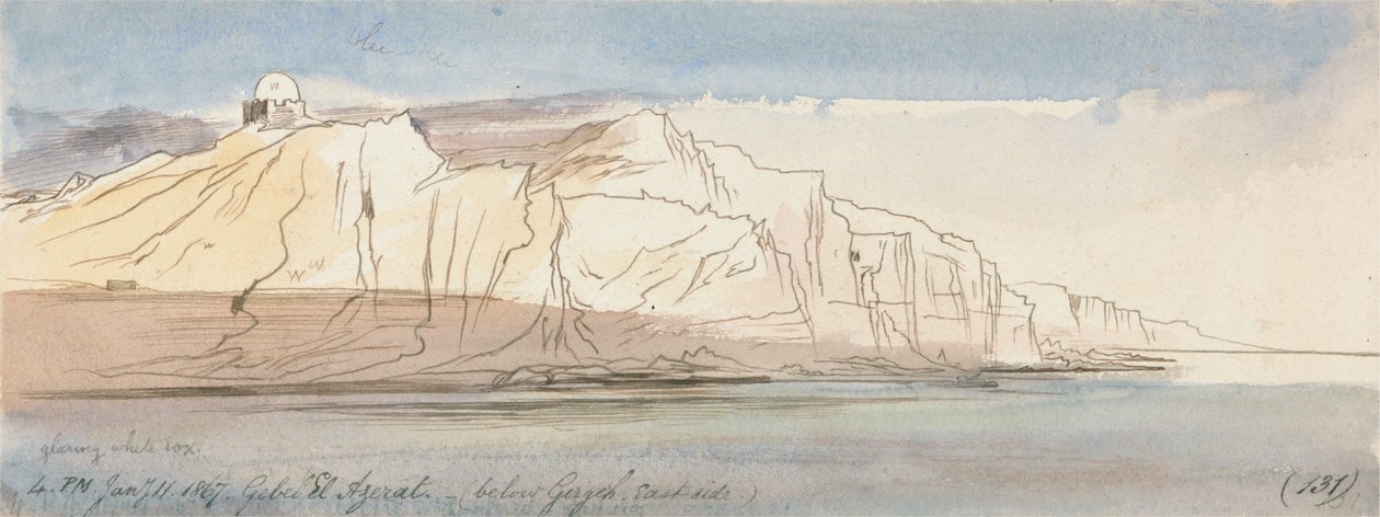 Gebel el Azerat (pod Girgeh, východní strana) od Edward Lear