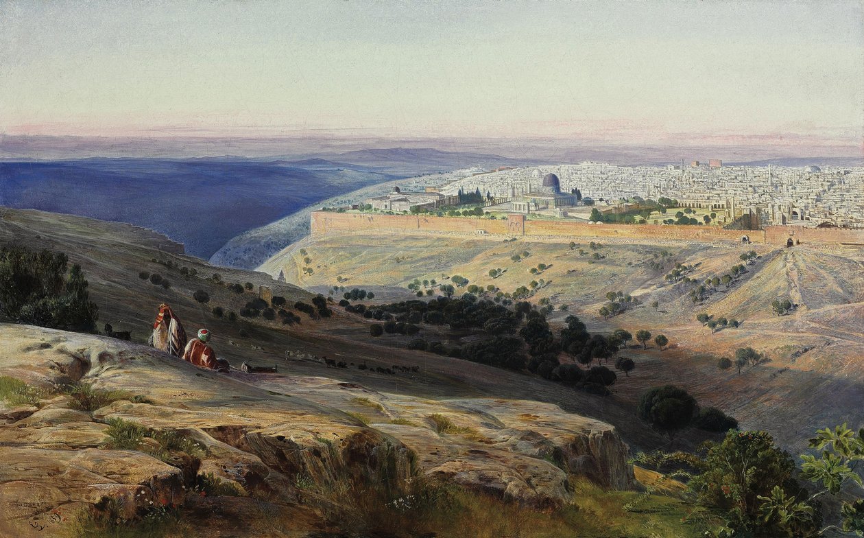 Jeruzalém z Olivetské hory, východ slunce od Edward Lear