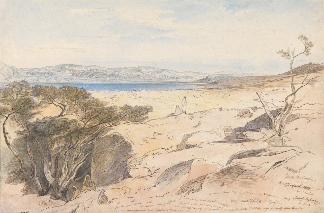 Mrtvé moře, 16. a 17. dubna 1858 od Edward Lear