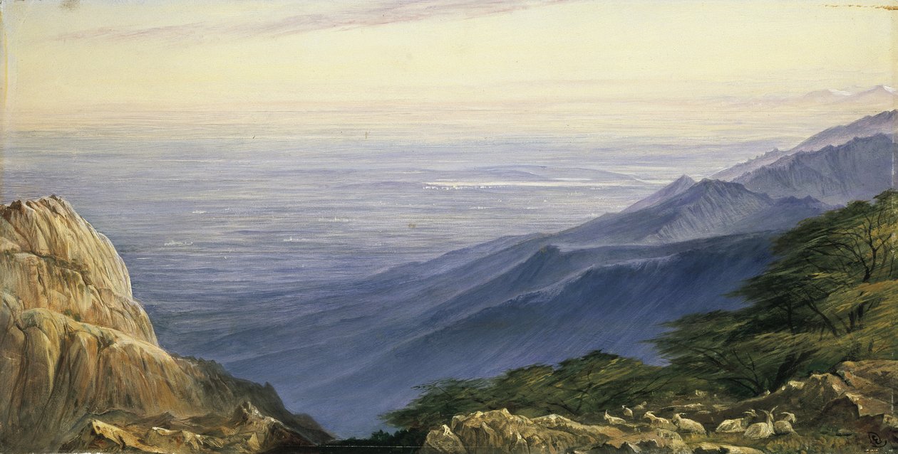 Rovina Lombardie z Monte Generoso, 19. století od Edward Lear