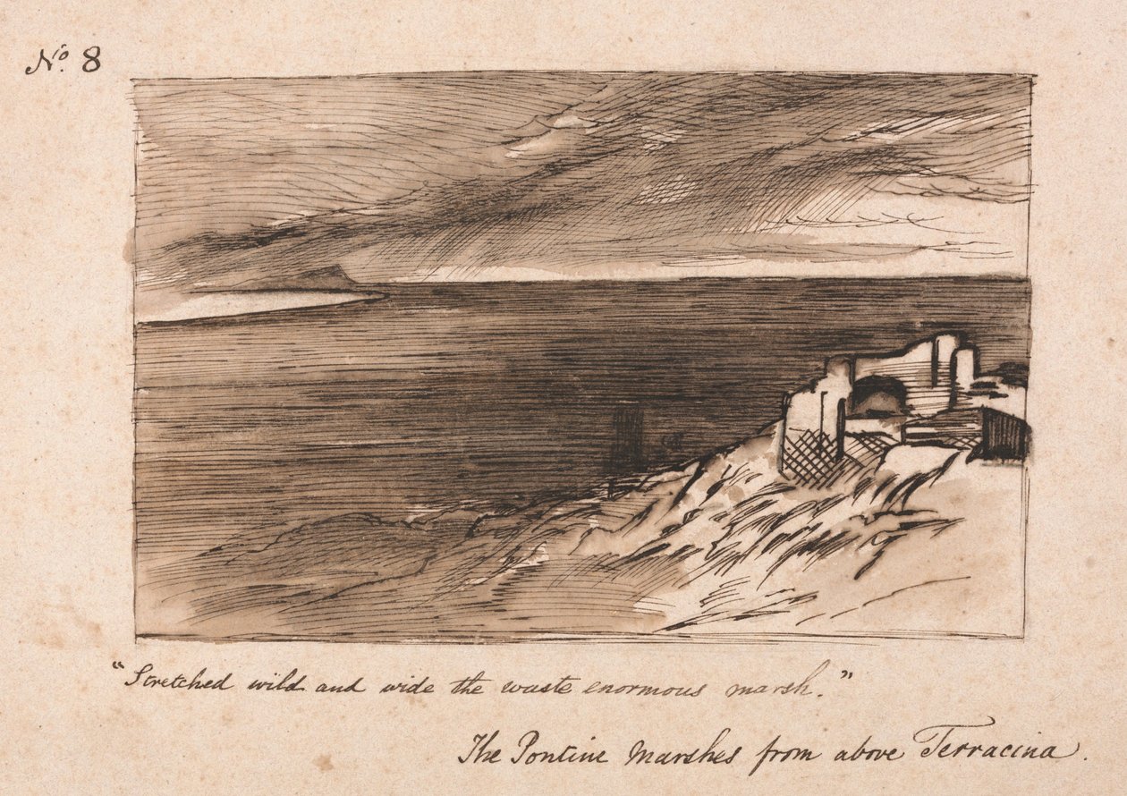 Pontinské bažiny nad Terracinou od Edward Lear