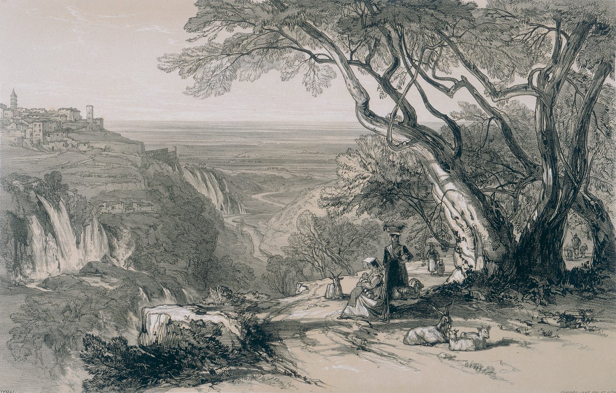 Pohledy na Řím a jeho okolí: Tivoli s výhledem na Anio od Edward Lear