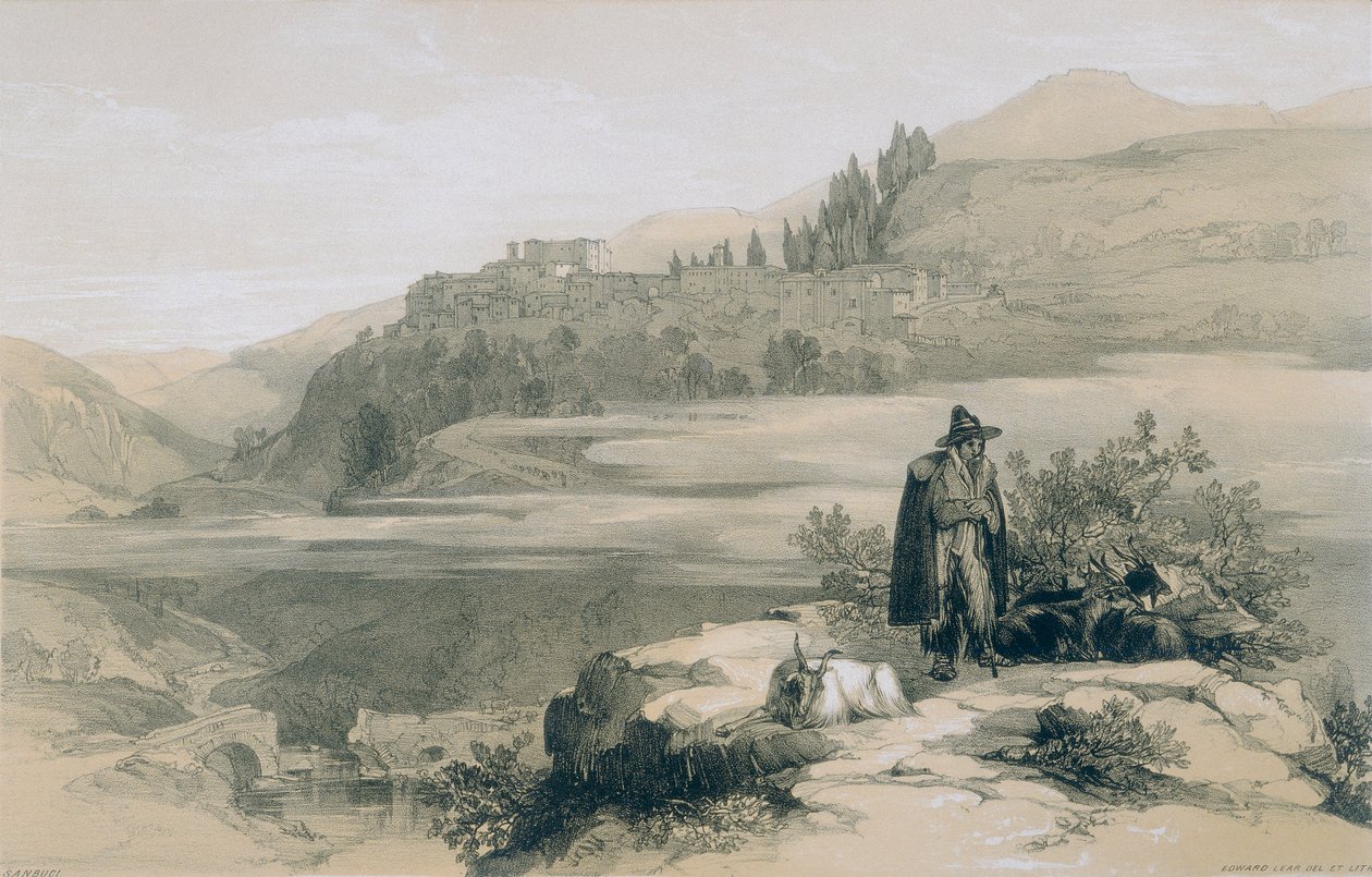 Pohledy na Řím a jeho okolí: město a hrad San Buci od Edward Lear