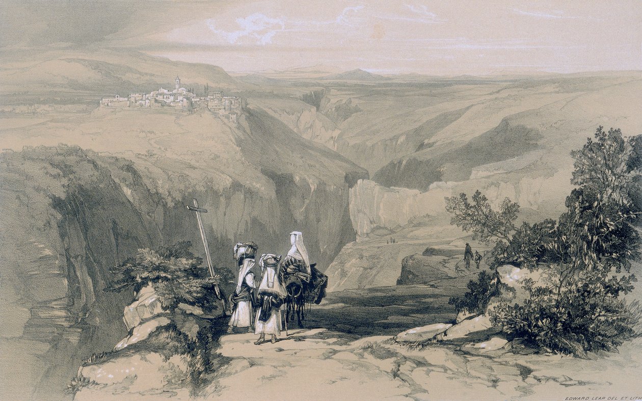 Pohledy na Řím a okolí: pohled na Collepardo od Edward Lear