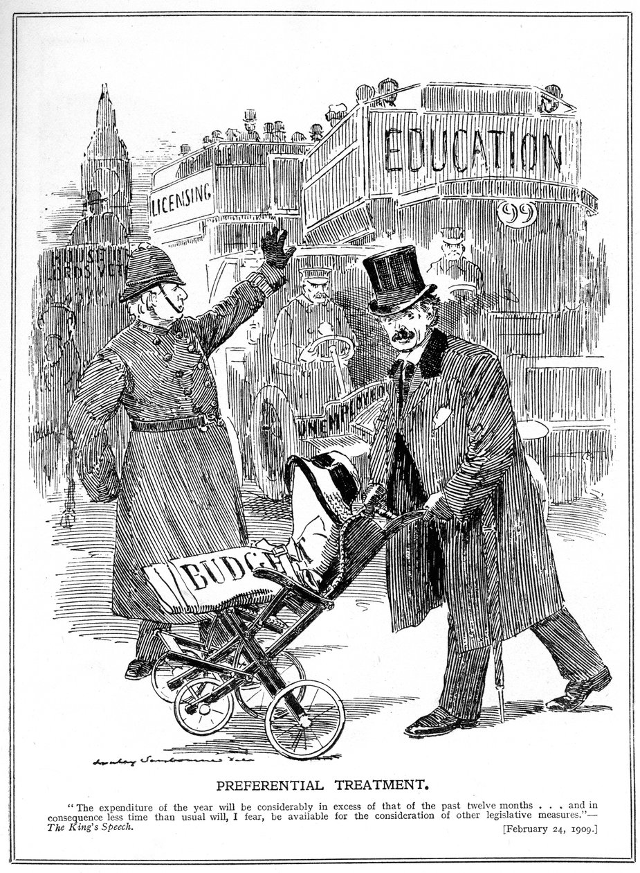 LLoyd George ukazuje preferenční zacházení se svým „dítětem“, Budget, 1909 od Edward Linley Sambourne