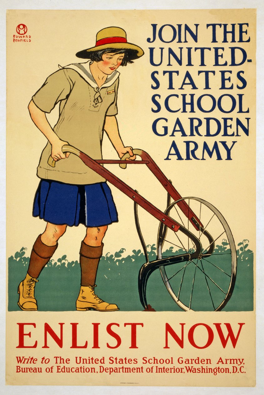 Vstupte do armády United States School Garden - Přihlaste se nyní, 1918 od Edward Penfield
