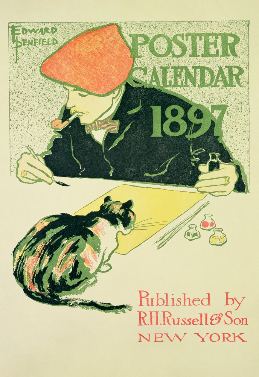 Plakátový kalendář, hospoda. R. H. Russell und Son, 1897 od Edward Penfield