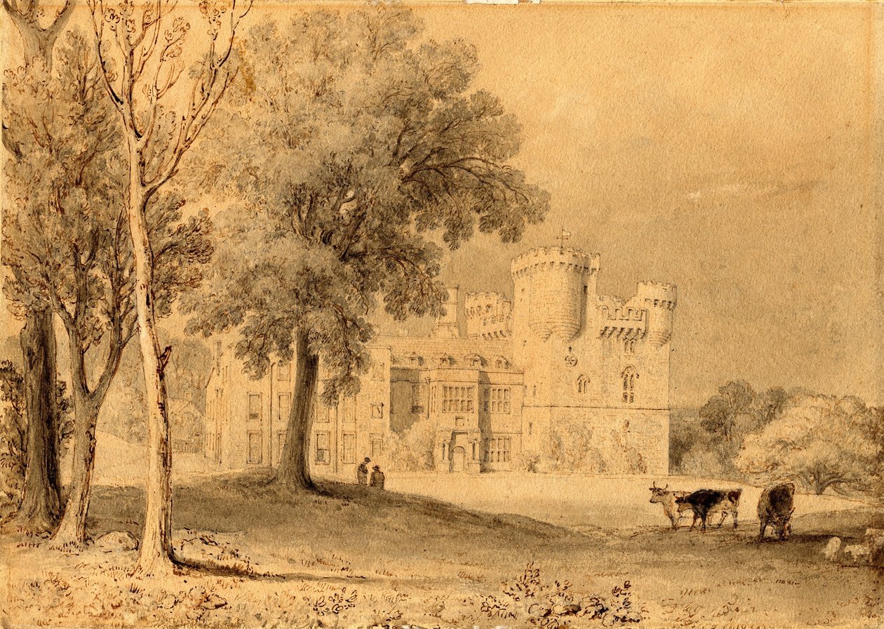 Belsay Castle, Northumberland (inkoust a tužka na papíře (na kartě)) od Edward Swinburne