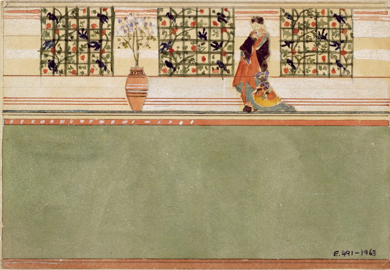 Anglo-japonský nástěnný design, cca 1860 (čb a tužka na papíře) od Edward William Godwin