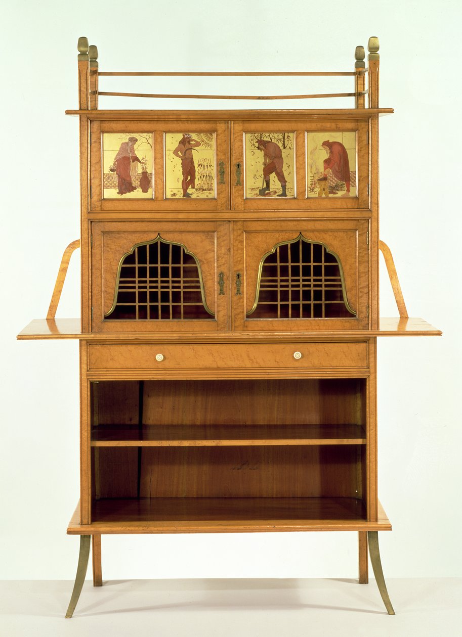 Satinwood Cabinet with Painted Panels, c.1877 (satinwood) od Edward William Godwin