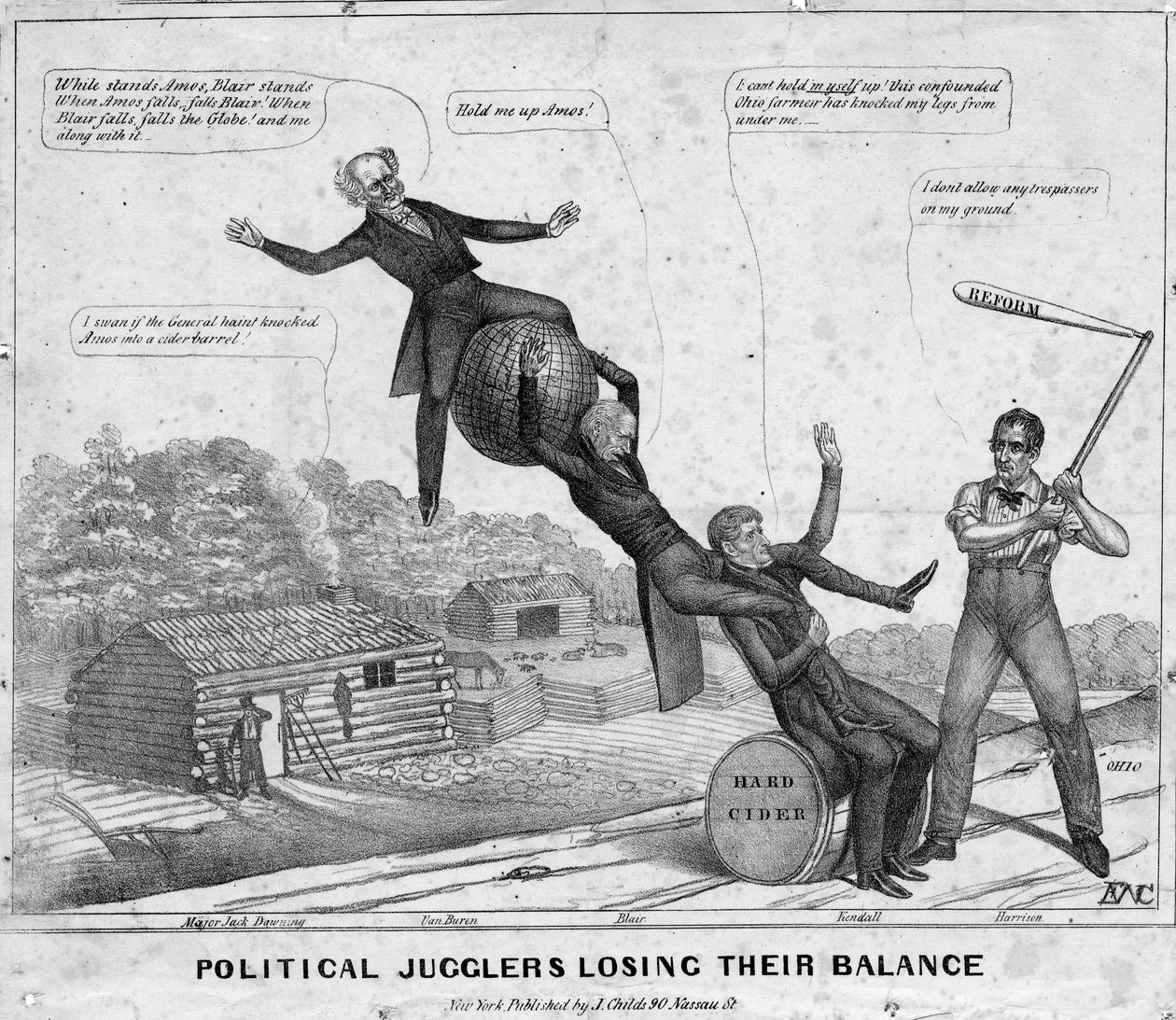 Političtí kejklíři ztrácející rovnováhu, publikoval J Childs, New York, 1840 od Edward Williams Clay
