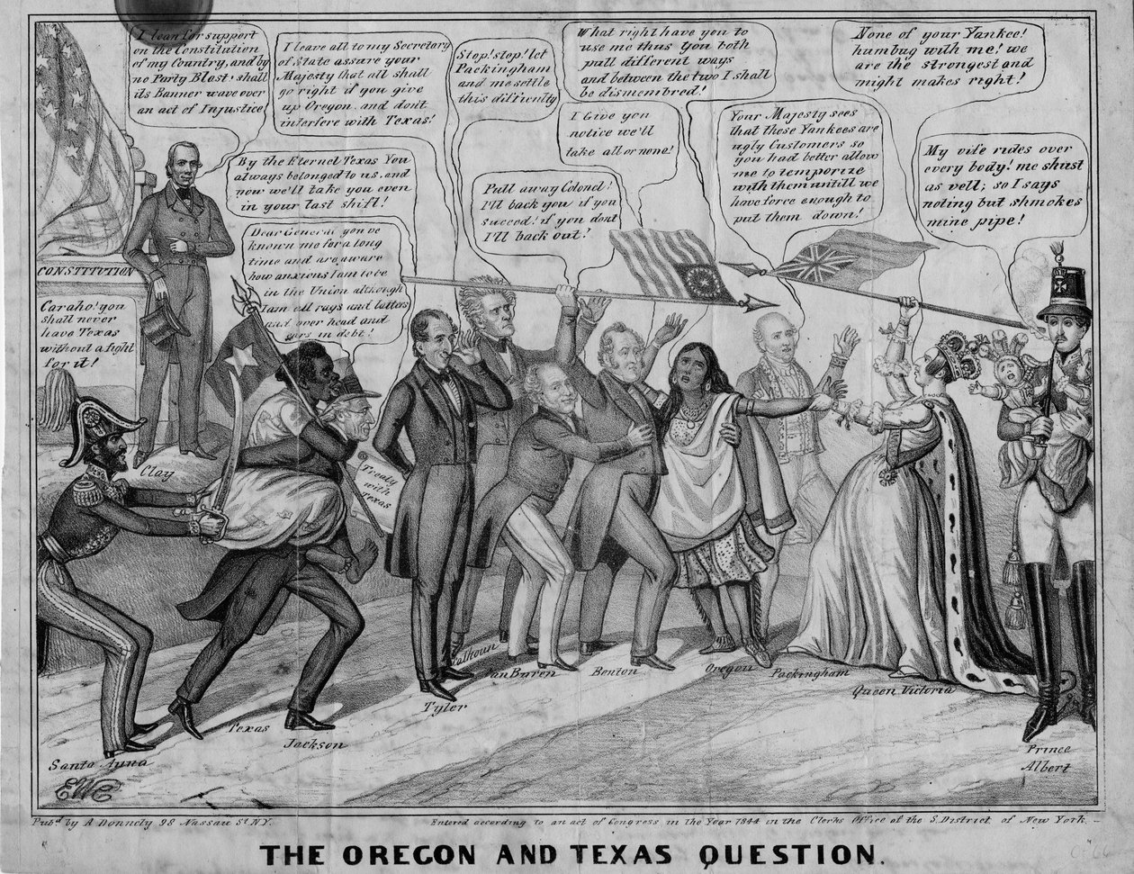 Otázka z Oregonu a Texasu, publikoval A Donnelly, New York, c.1844 od Edward Williams Clay