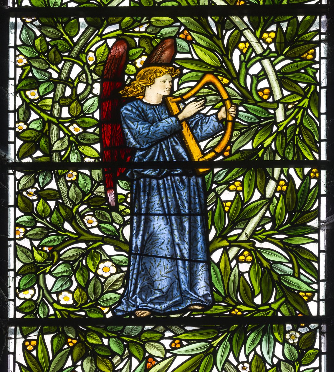 Nun Monkton, St Mary, Morris Marshall & Faulkner & Co, William Morris, Edward Burne-Jones, Angel Musician, 1873 od Edward and Morris Burne Jones