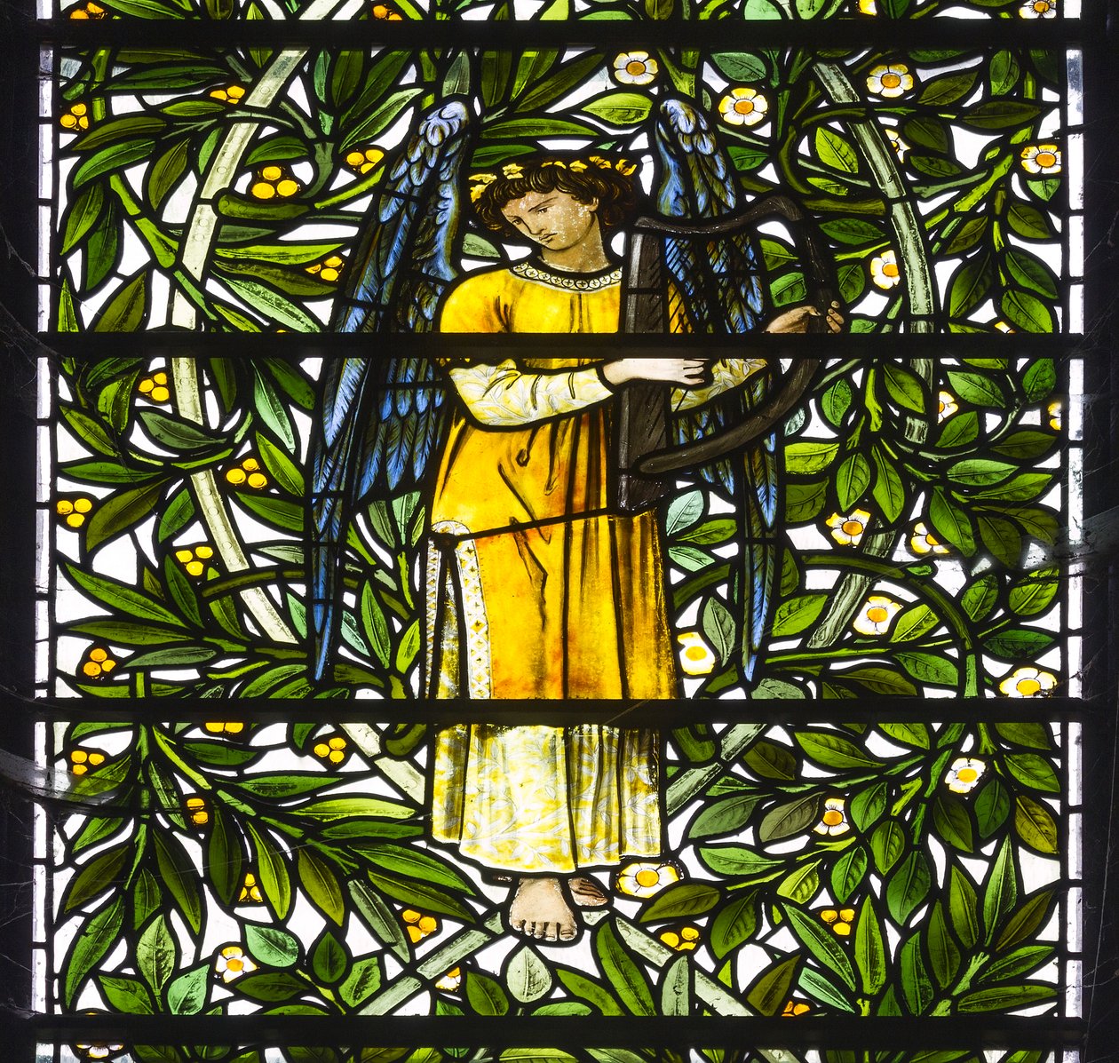 Nun Monkton, St Mary, Morris Marshall & Faulkner & Co, William Morris, Edward Burne-Jones, Angel Musician, 1873 od Edward and Morris Burne Jones