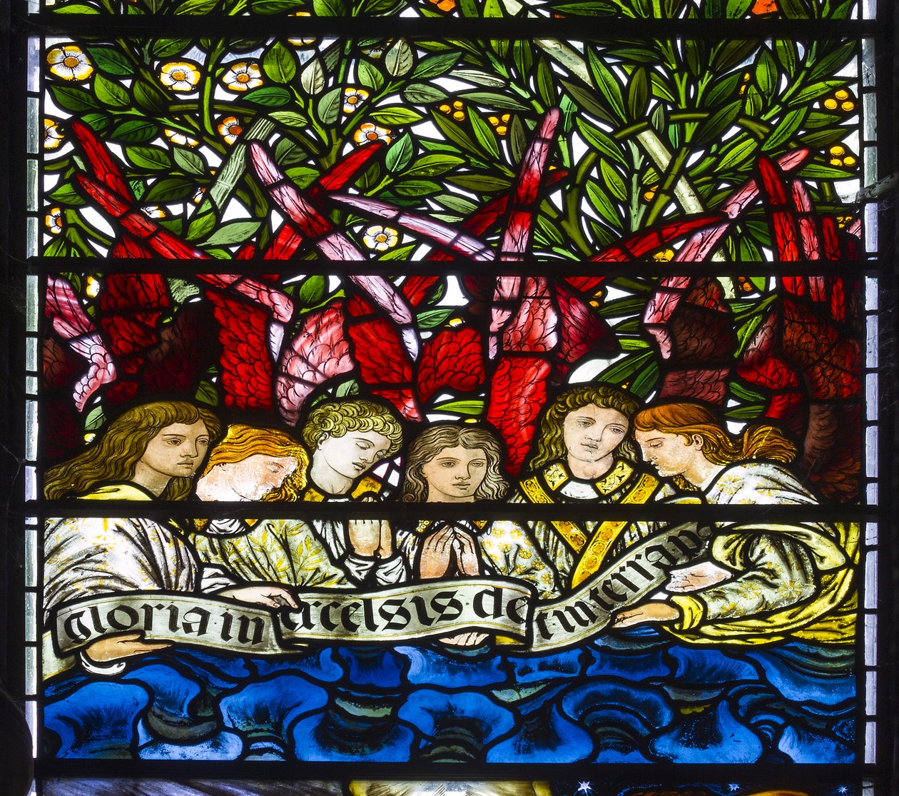 Nun Monkton, St Mary, Morris Marshall & Faulkner & Co, William Morris, Edward Burne-Jones, Angel Choir, 1873 od Edward and Morris Burne Jones