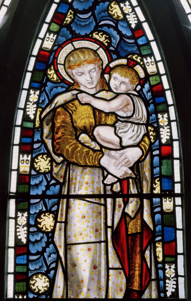 Tilehurst, St Michael, Morris Marshall & Faulkner & Co, William Morris, Edward Burne-Jones, Madonna & Child, 1869 od Edward and Morris Burne-Jones