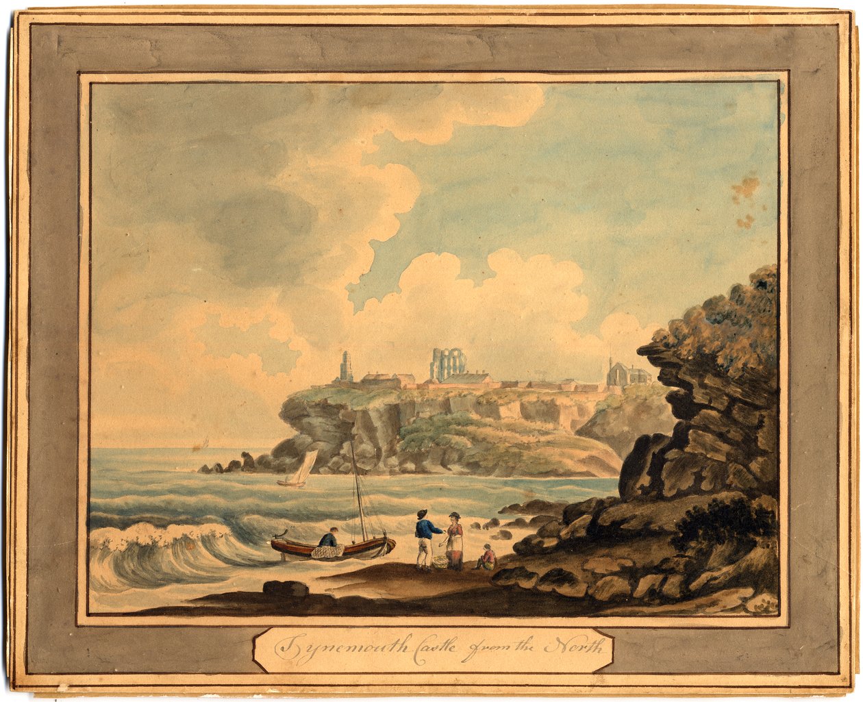 Hrad Tynemouth ze severu, počátek 19. století (akvarel) od Edward (after) Dayes
