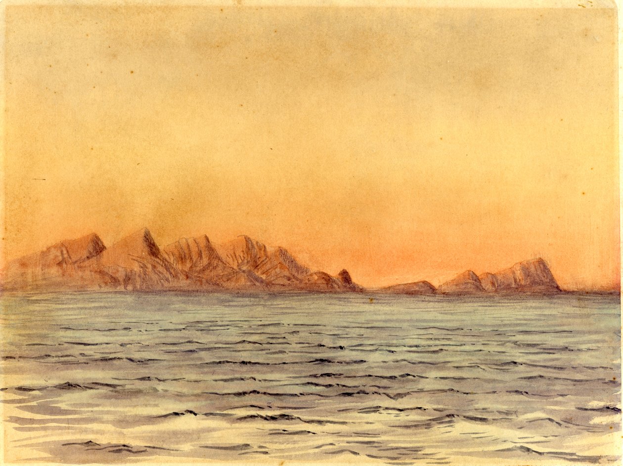 Západ slunce, Simons Bay, Jižní Afrika (wc na papíře) od Edward Adrian Wilson