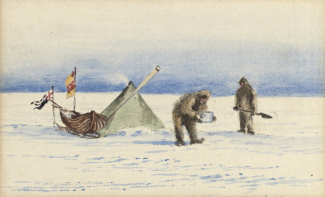 Sáňkařská párty na White Island, únor 1902: tábor Shackleton a Wilson, 1902 od Edward Adrian Wilson