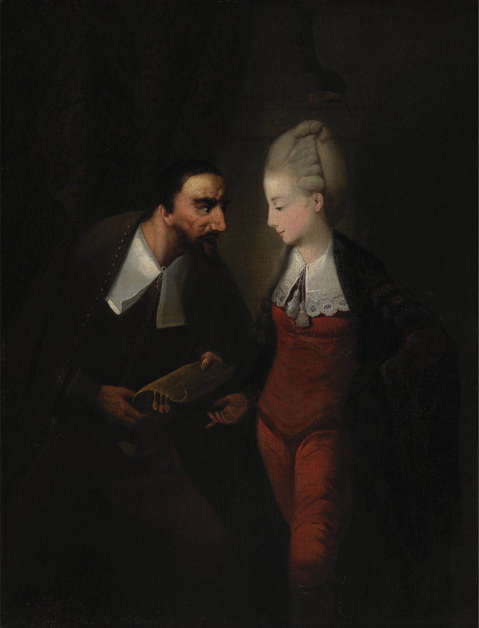 Portia a Shylock, ze Shakespearova „Kupce benátského“, IV, tj od Edward Alcock