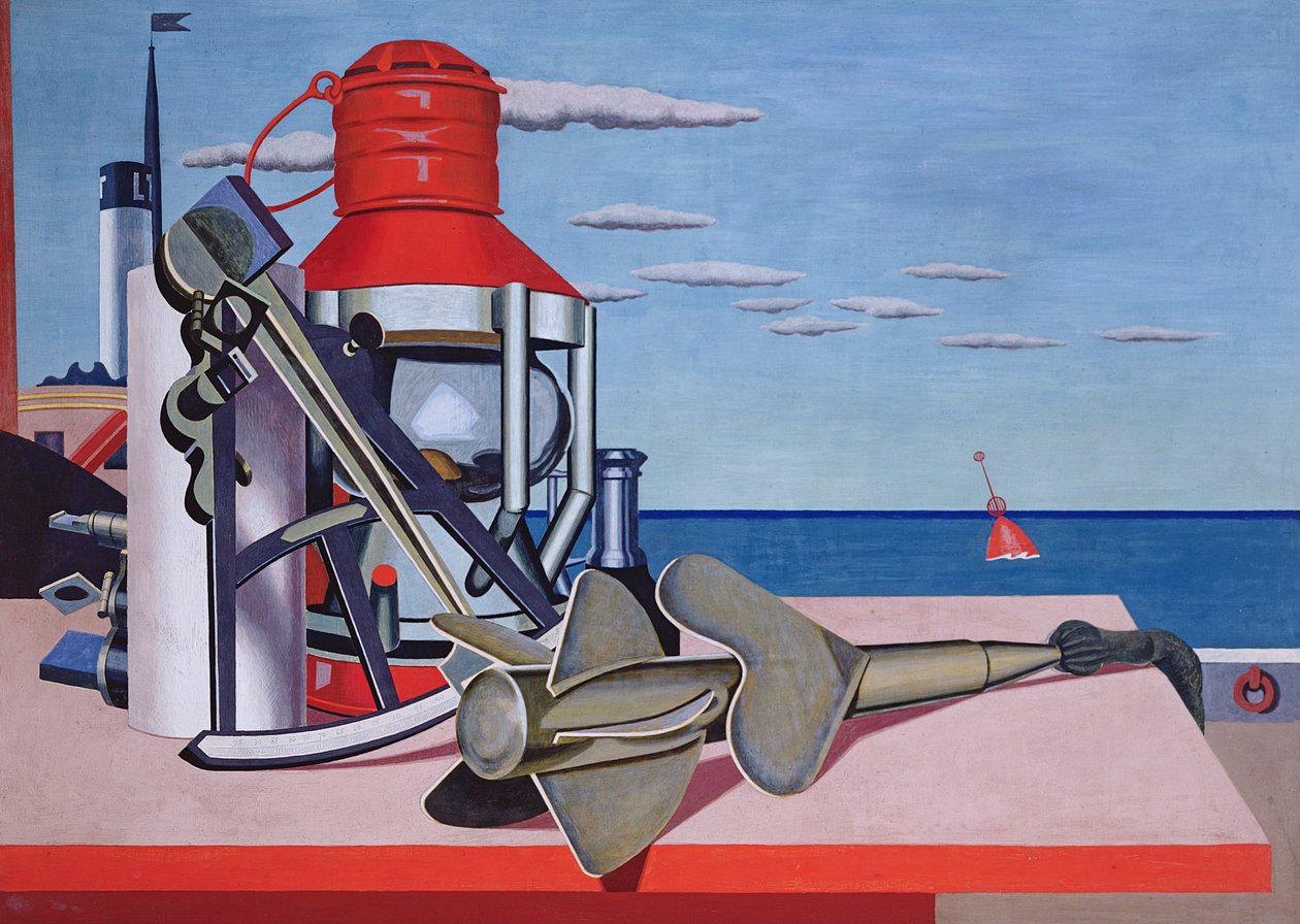 Věrní služebníci (Marine) kolem roku 1928 (tempera na palubě) od Edward Alexander Wadsworth