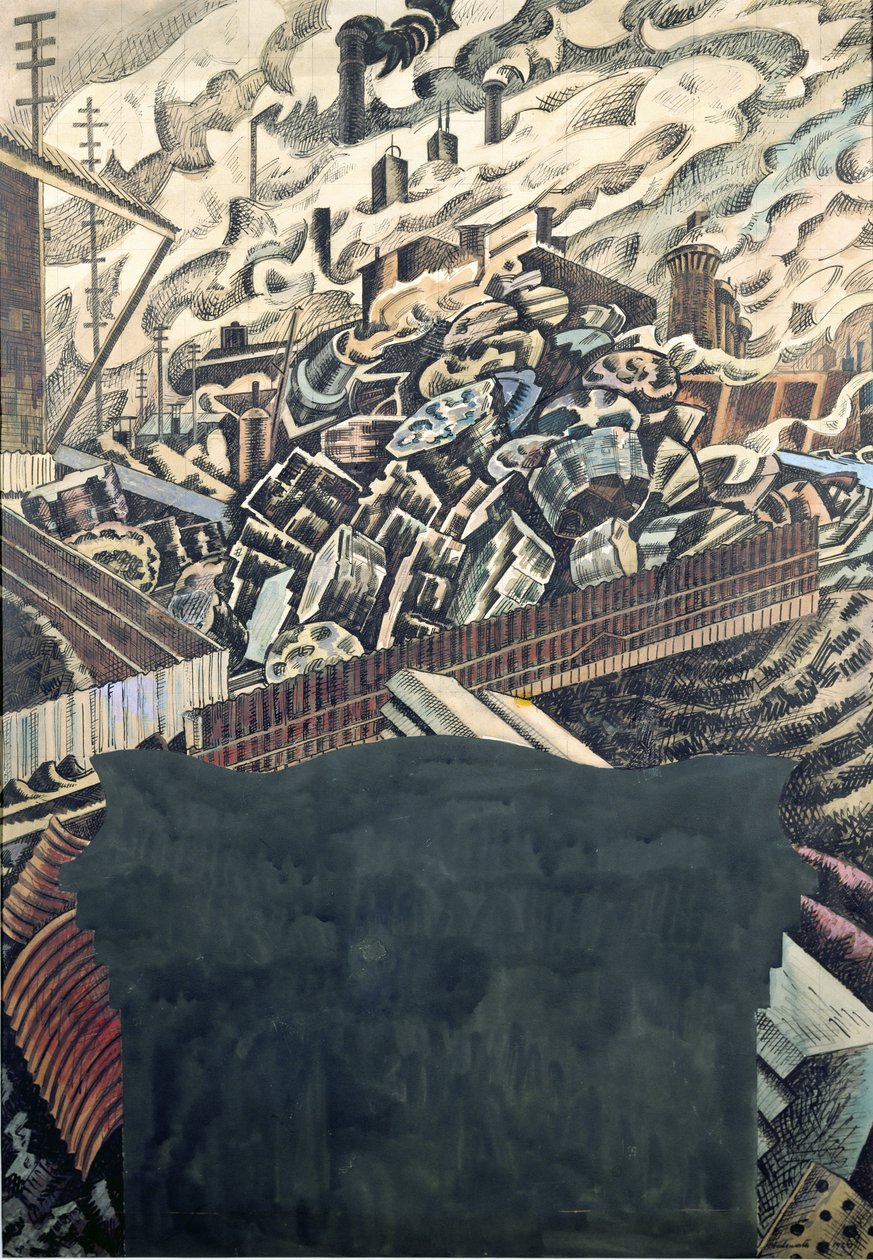 Slag Heaps, návrh pro nástěnnou malbu Leeds Town Hall od Edward Alexander Wadsworth