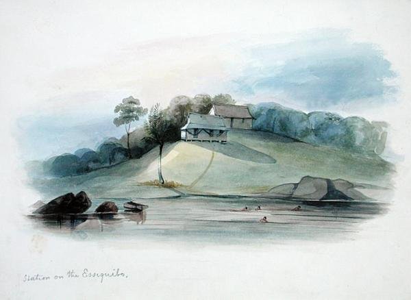 Stanice na Essiquibo, Britská Guyana, cca 1840 (akvarel na papíře) od Edward Angelo Goodall