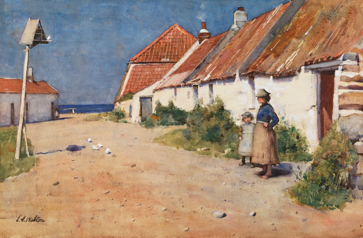 Přímořské chaty s holubníkem (akvarel na papíře) od Edward Arthur Walton