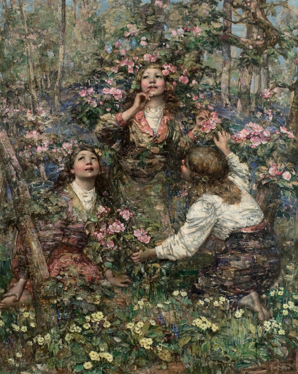 The Blackbird Song, cca 1908 (olej na plátně) od Edward Atkinson Hornel